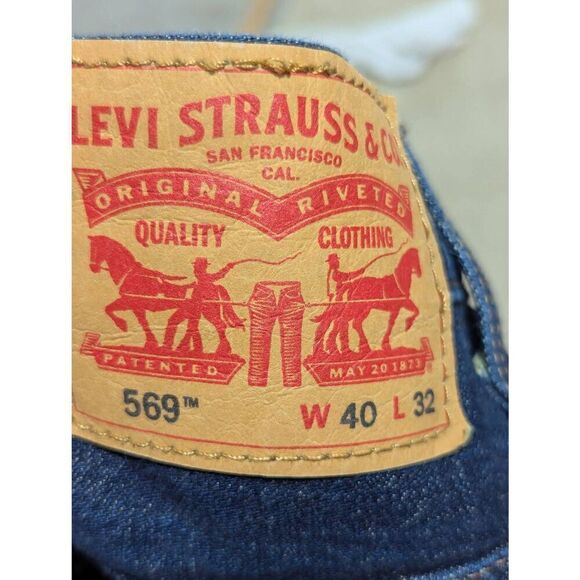 Levi Strauss & Co. Men's Blue Dark-Wash Mid-Rise Straight-Leg Denim Jeans Size 4 - Picture 5 of 8